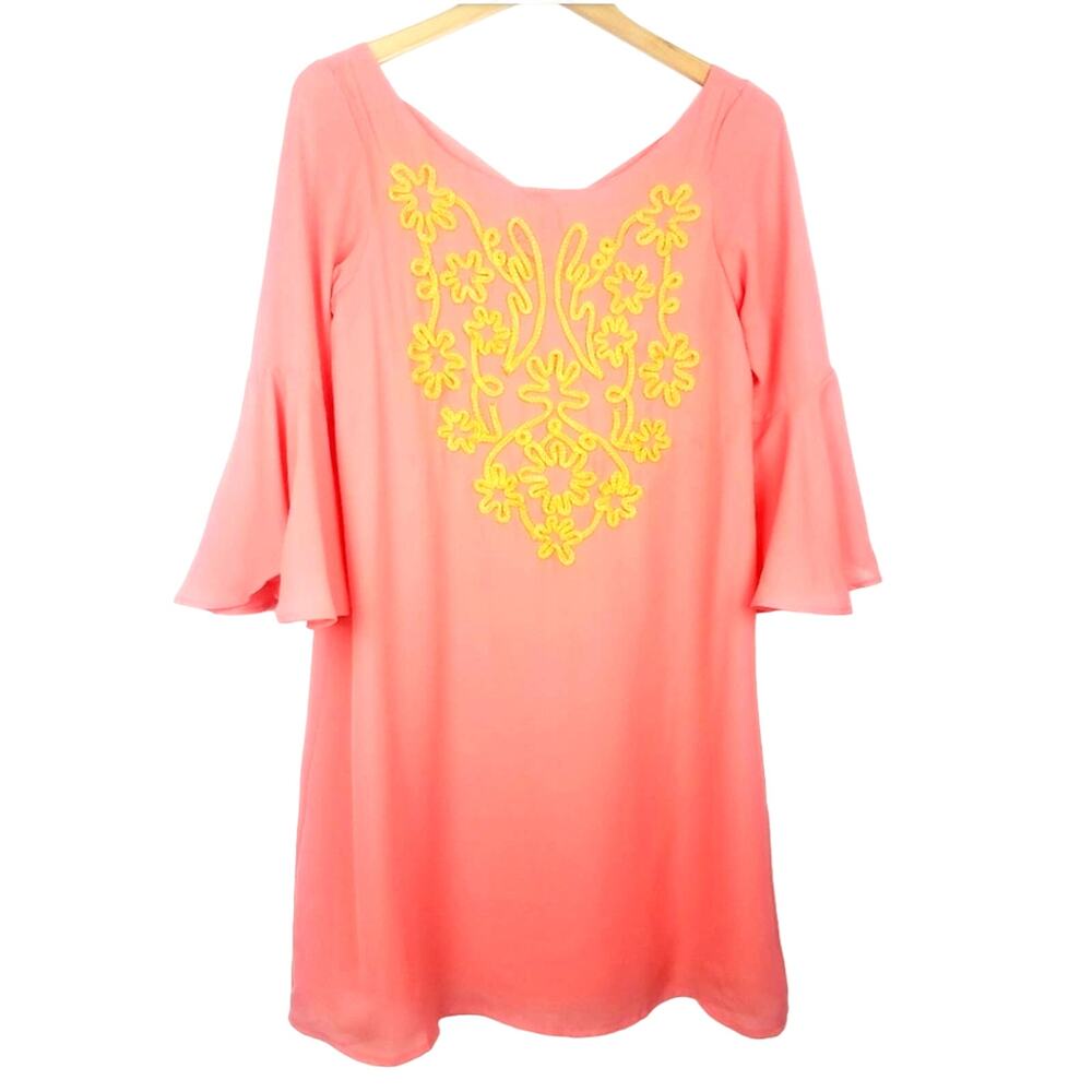 Judith March | Bell Sleeve Flowing Dress Orange